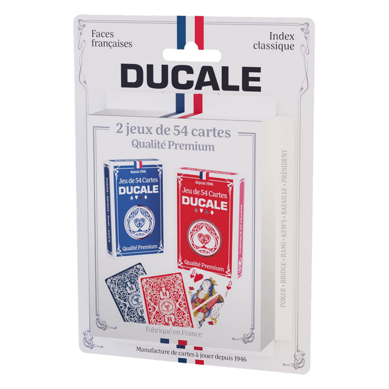 Lot de 2 Jeux de 54 cartes - Bleu et Rouge Gauloise - Cartonnées  Plastifiées Sous blister - 4 index standards - portraits français :  : Jeux et Jouets